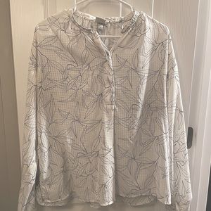 White Blouse with Black Flowers Blouse